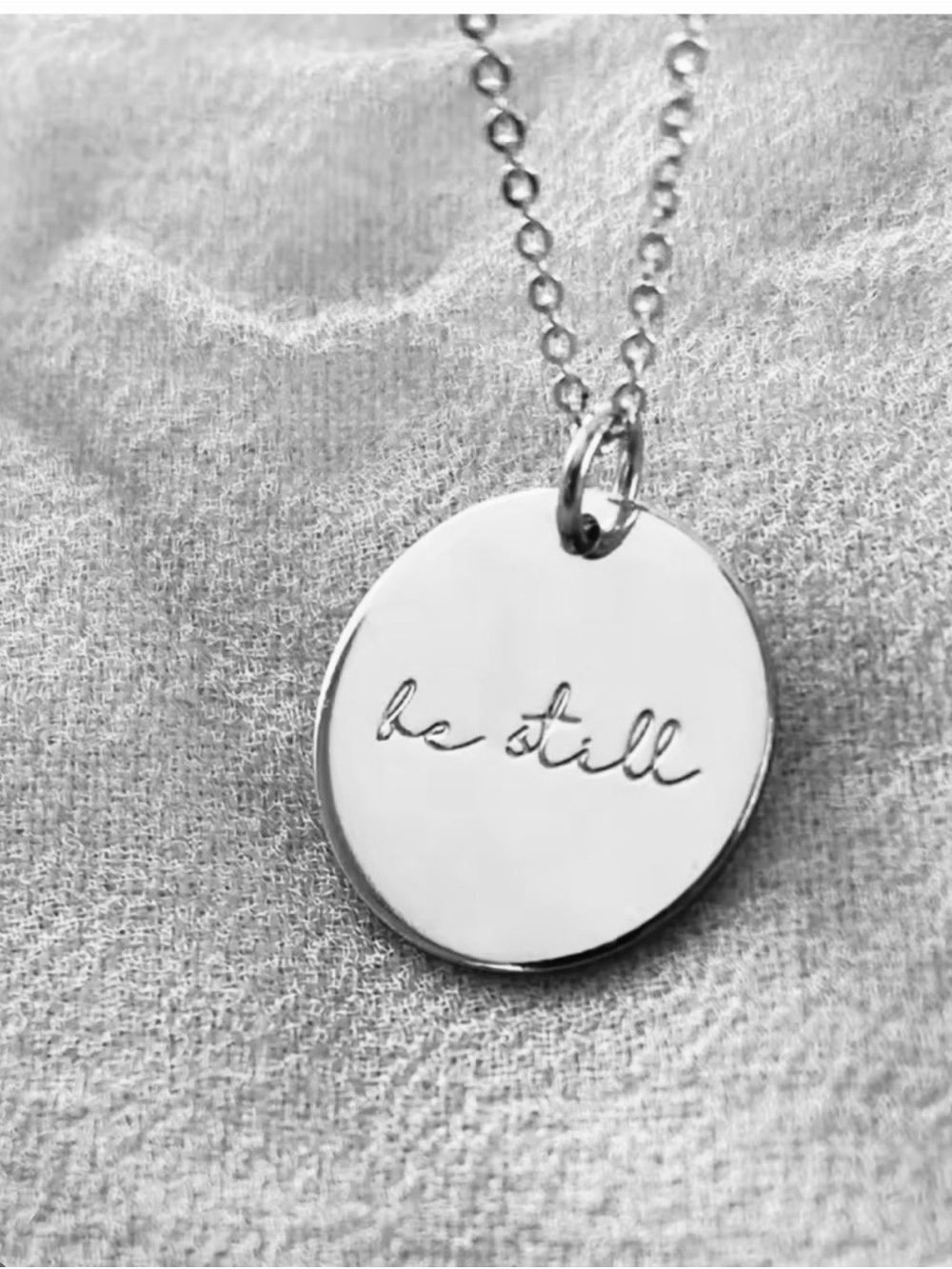 “Be Still' Bible verse Christian motivational necklace PSALM 46:10